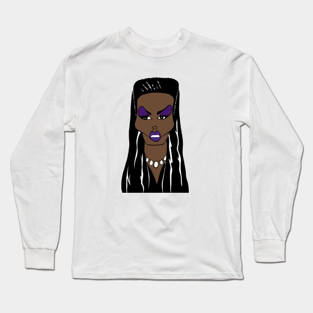 GRACE JONES MODEL, SINGER AND ACTRESS FAN ART Long Sleeve T-Shirt by cartoonistguy